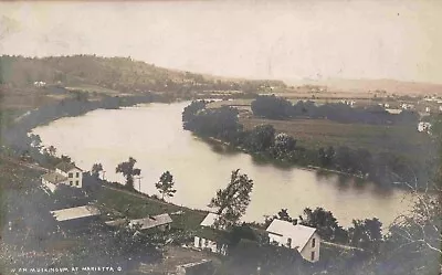 RPPC Marietta Washington County Ohio Muskingum River Bird Eye View 1908 Postcard • $12