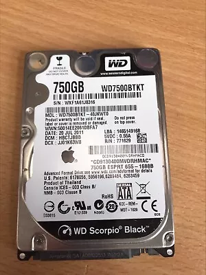 Western Digital 750gb 2.5  Sata Drive - Wd7500btkt • £14.50