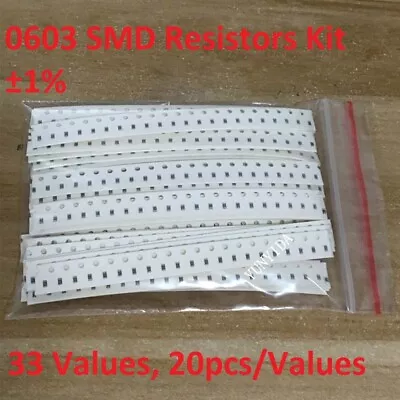 0603 SMD Resistor Element Assortment Kits ±1% 33 Values Total 660pcs • $4.65