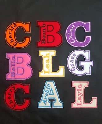 £3.75 • Buy Personalised Embroidered Name Patch Badge With Capital Letter Iron On Or Sew