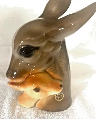Vintage Royal Copley Ceramic Deer Doe And Fawn Heads Figurine • $20