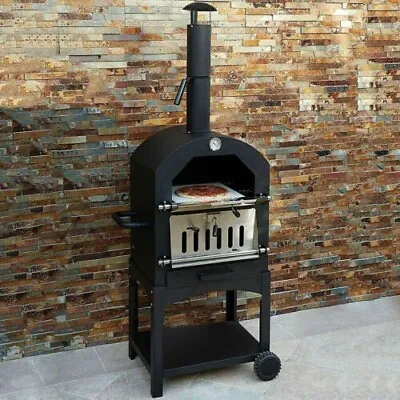 Outdoor Pizza Oven Garden Chimney Charcoal BBQ Smoker 2-Tier Large Freestanding • £139.95