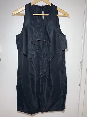 $60 • Buy SCANLAN THEODORE Black Shift Dress With Side Pockets Sz 10-12 #25023