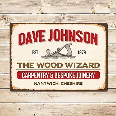 £13.99 • Buy Personalised Wood Wizard Carpentry Sign - Joiner Carpenter Woodwork Gift For Dad