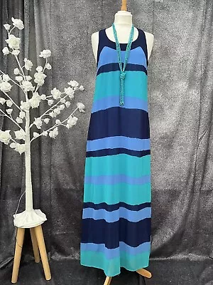NEXT Blue And Green Long Maxi Sleeveless Dress Lined With Racer Back Size 10. • £8.98