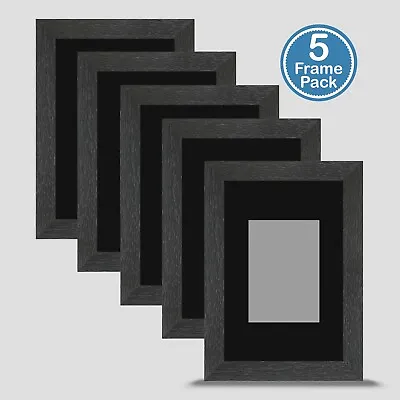 Grey Photo Frame 6x4 X5 MULTI PACK Incl Black Mount 3.5x2.5 ACEO Art Print • £29.95