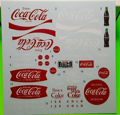 1968 Beetle VW 1/24 Waterslide Decal Sheet Coca Cola Coke Sign Bottle Diorama • $12.99