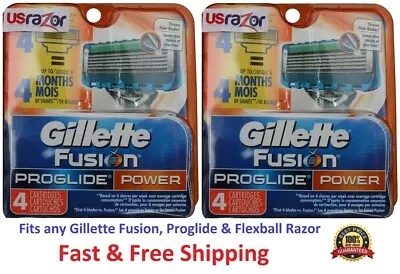 8 Gillette Fusion Proglide Power Razor Blades Refills Cartridges Fits Flexball 4 • $23.79