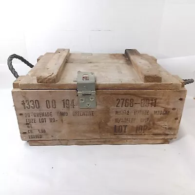 Vtg 1974 US Military Wood Ammo Crate Box Grenade Empty • $59.96