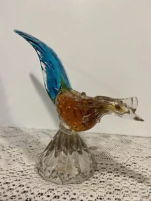 Murano Venetian Art Glass Pheasant Rooster Bird Figurine W/Sticker - Damaged • $39.95