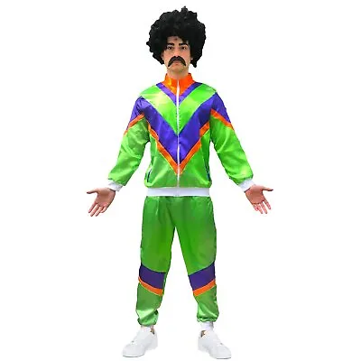 80s Shell Suit Stag Adult Scouser Fancy Dress Costume Tracksuit Mens • £16.99