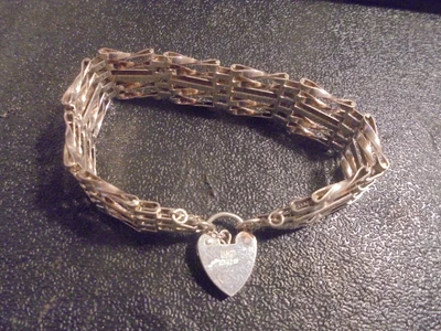 £29.99 • Buy Sterling Silver 5 Bar Gate Bracelet 6.5  16.20 G ASJ LONDON 1982