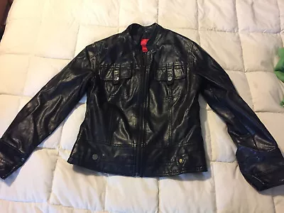 Womens V Cristina Black Zipper Up Front Jacket Coat Size Medium • $21.84