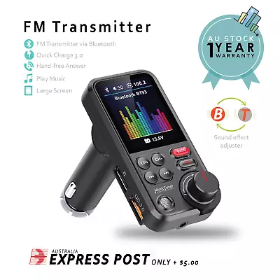 FM Transmitter Wireless Bluetooth Large LCD Screen MP3 Player QC USB Car Charger • $32.99