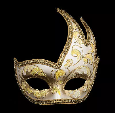 Mask Fancy Dress Wolf From Venice Colombine Swan Anna Yellow Golden 329 V83 • $74.86