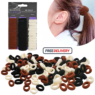 Hair Bobbles BrownBlackBlonde-36PkElastic Scrunchies/Bands Girls Xmas Gift • £5.49