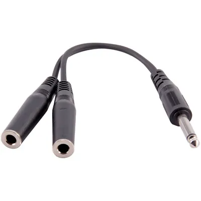 6 Inch 1/4 Inch Male To Dual 1/4 Inch Female Mono Y Splitter Cable • $10.99