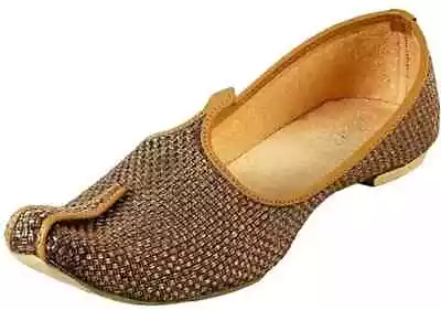 Mens Punjabi Jutti Mojari Khussa Jaipur Ethnic Wedding Flat Shoes US 8-12 CU • £30.95