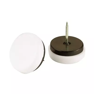 1-1/8 In. White Plastic Round Nail-On Furniture Glides With Nylon Base For Floor • $1.78