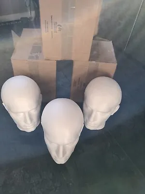 £35 • Buy Polystyrene Styrofoam  Mannequin Head Displays Caps/Hats/VR  Stand Male X 3 New 