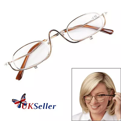 Magnifying Makeup & Reading Glasses Two In One Flip Fold Down Rotating Eye Lens • £6.99