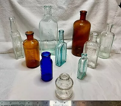 Lot Of 10 Turn Of The Century Cork Top Embossed Bottles - No Reserve • $0.99