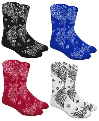 Leaf Republic Paisley Bandana All Over Print Pattern Knit Mens Crew Socks Tube • $8.95