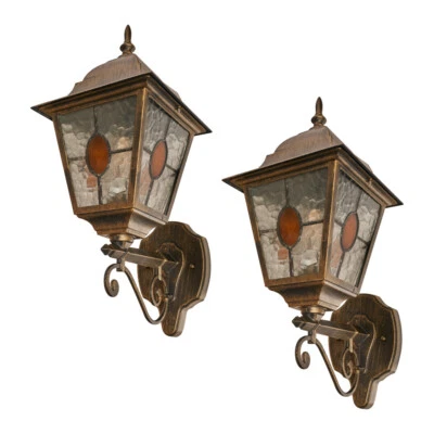 £19.99 • Buy Litecraft Wall Light Traditional Outdoor IP44 Lantern In Black Gold - 2 Pack