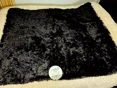 New Thro Studio Throw Blanket Black Faux Fur Marlo Lorenz Decorative 48  X 56  • $34.50