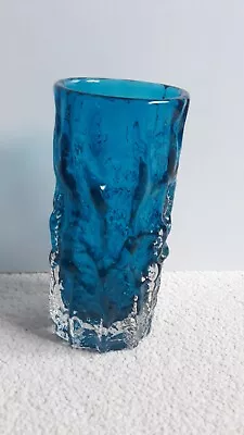£89.99 • Buy Whitefriars Indigo Blue Textured Glass 6 Inch Bark Vase Geoffrey Baxter