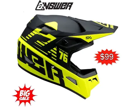 Answer Racing AR1  Dirt Bike Motocross MX Dirt Bike Helmet NEW Fluro Yellow ATV • $99