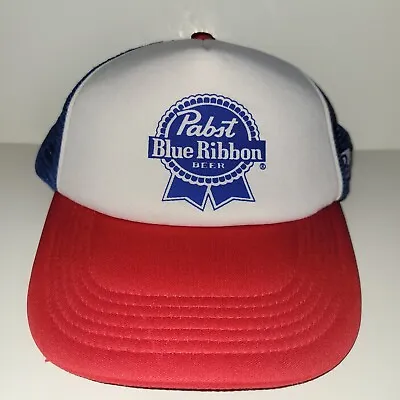 Vintage Pabst Blue Ribbon Snapback Mesh Trucker Hat Cap PBR Red White Blue • $10.95