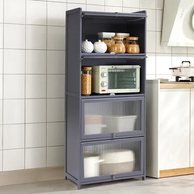 £72.95 • Buy 4 Tiers Dustproof Bookcase Flip Acrylic Doors Cutlery Sundries Display Cabinet
