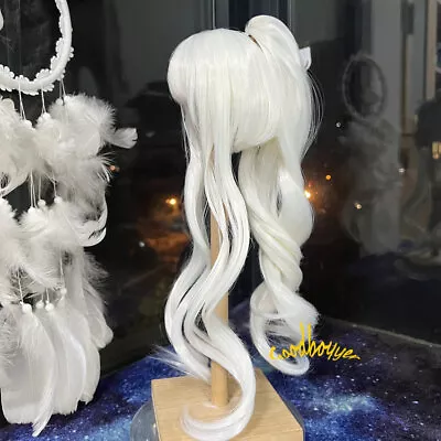 1/4 1/3 BJD Doll Curly Wig White Princess Hair Neat Bangs Long Temple Ponytail • $28