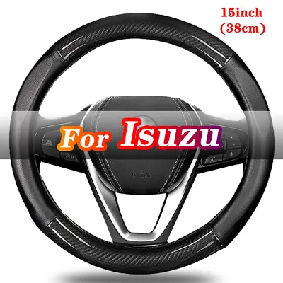 Car Steering Wheel Cover Carbon Fiber & Leather For Isuzu D-Max Dmax 38cm Black • $37.04