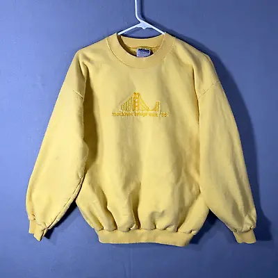 Vintage Mackinac Bridge Walk Michigan '99 Pullover Sweatshirt Yellow Size Large • $24.95