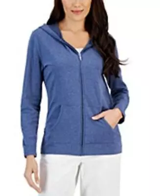 MSRP $45 Karen Scott Plus Size Fleece Zip-Up Hoodie Blue Size 1X • $14.40