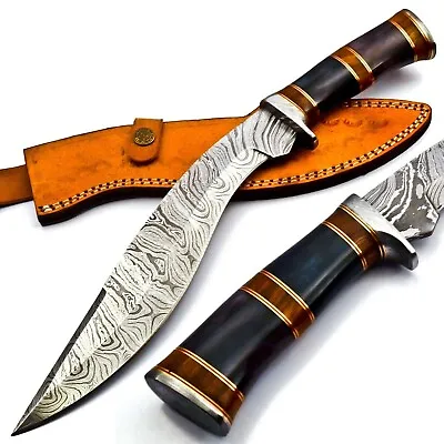 Handmade Damascus Heavy Duty KUKRI Knife Sharp Blade With Leather Sheath 38cm  • $99.99