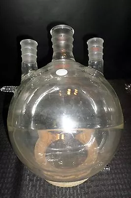 $449.99 • Buy Chipped Pyrex Glass 5000mL Round Bottom 3-Neck Full Jacketed Flask, 40/50 29/42 
