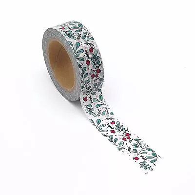 $5.50 • Buy Floral Christmas Washi Tape Holly Mistletoe Flowers 15mm X 10m