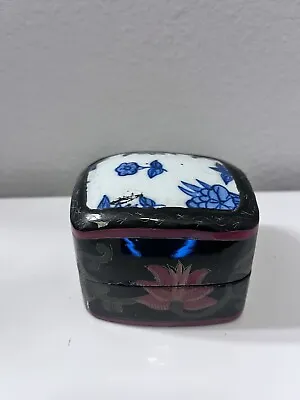 Vintage Chinese Black Lacquer Box Jewelry Box • $18