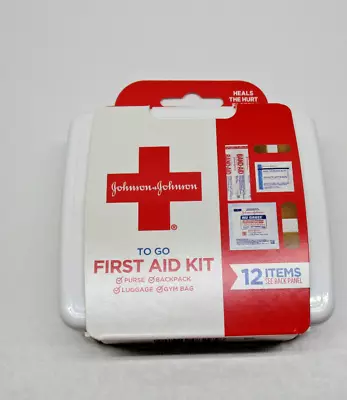 Johnson & Johson To Go FIRST AID KIT ( 12 Items) Gauze Pads Bandages Travel Mini • $10.35