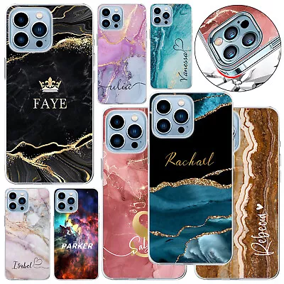 For IPhone 14 13 Pro 12 11 XR 15 Marble Personalized Phone Case Shockproof Cover • $7.89