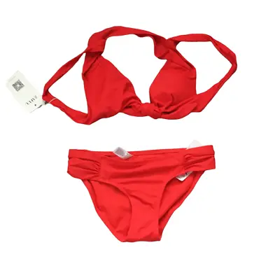 ZAFUL Women's Red Tie Front Two-Piece Swimwear Bikini Set • $14.70