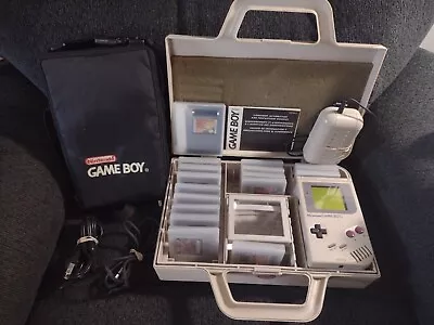 VINTAGE Nintendo Gameboy ConsoleGB80 Carry Case15 Gamesbatterycharger  WORKS • $270