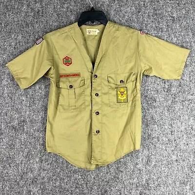 Boy Scouts Uniform Shirt Youth Vintage Patches Button-Up Short-Sleeve Carolina • $22.85