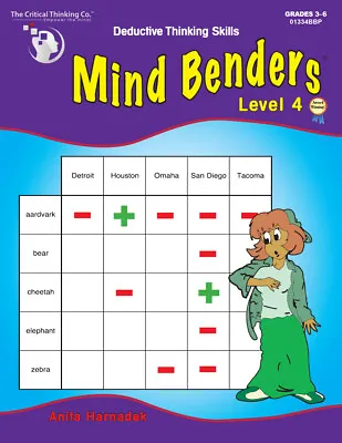 Mind Benders Level 4 Workbook Deductive Thinking Skills Puzzles (Grades 3-6)  • $10.99