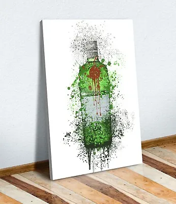 Splash Art Tanqueray Gin Bottle Canvas Wall Art Print  Artwork Kitchen Modern • £64.99