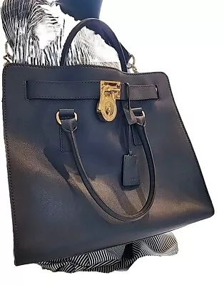 Michael Kors Handbag Gold Lock And Chain Hardware Shoulder Strap - Darkest  Blue • $95