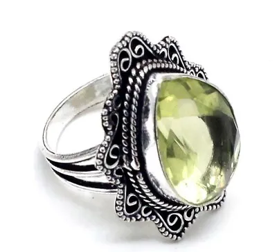 $10.67 • Buy 925 Sterling Silver Yellow Citrine Gemstone Jewelry Vintage Ring (US) Size-8